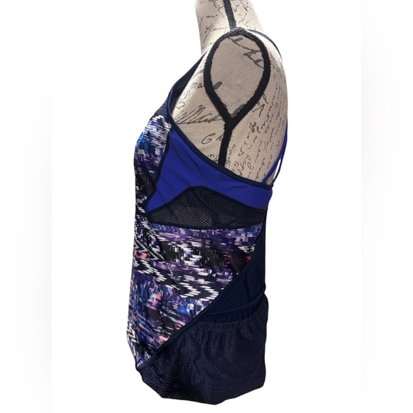 ATHLETA Colorblock Tri-Essentials Tankini Swim Running Top navy Blue Size Large - Picture 4 of 13